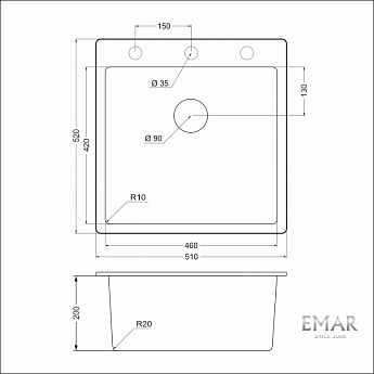 картинка Кухонная мойка Emar Quartz EMQ-1510.Q 