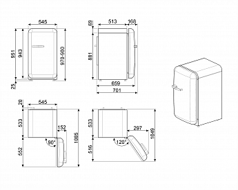 картинка Отдельностоящий холодильник Smeg FAB10RPK5 