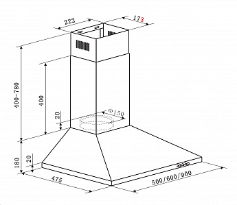 картинка Кухонная вытяжка Weissgauff Zosma 50 PB WH 