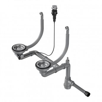 картинка Арматура с клапаном-автоматом для двухчашевых моек WK-2-R-A 