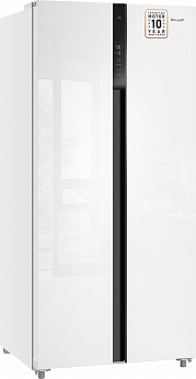картинка Отдельностоящий холодильник Weissgauff WSBS 500 Inverter NoFrost White Glass 