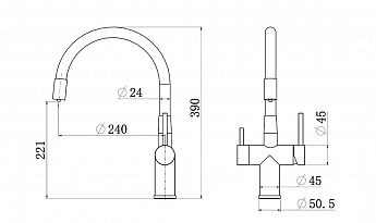 картинка Смеситель LONGRAN Sprint logic LM2198, GunGrey/Black 