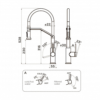 картинка Смеситель Omoikiri MAKKARI 2 PLUS-SB GB-BL 