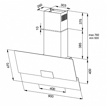 картинка Кухонная вытяжка наклонная Korting KHC 96373 BXGN 