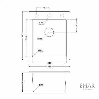 картинка Кухонная мойка Emar Quartz EMQ-1415.Q 
