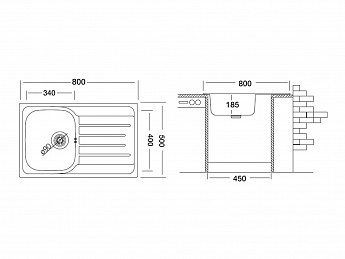 картинка Мойка Ukinox GRP800.500 -GT8K 1R 