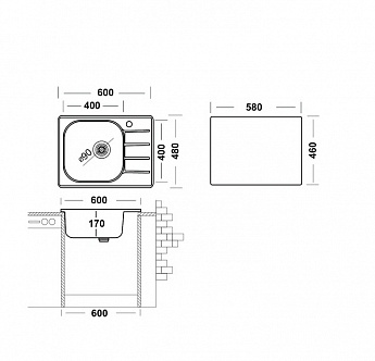 картинка Мойка для кухни Ukinox GRM600.480 -GT6K 2L & S701 нержавеющая сталь 