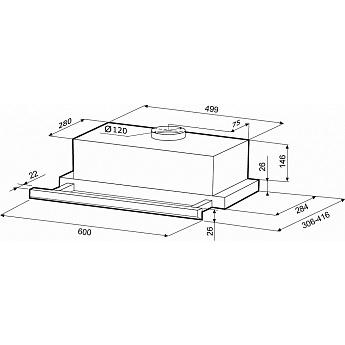 картинка Кухонная вытяжка Krona KAMILLA SLIM 600 INOX/INOX (1 МОТОР) 