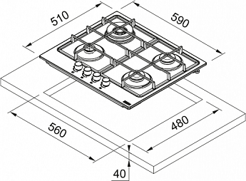 картинка Газовая варочная панель Franke FHSM 604 4G XS C 