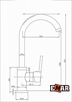 картинка Смеситель Emar ECB-3020 PVD DARK высокий излив 