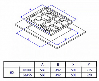 картинка Газовая варочная панель Weissgauff HGG 641 BGV Nano Glass черный 