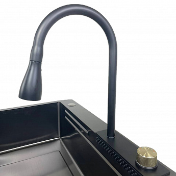 картинка Комплект Gerda Black 7546 (мойка, смеситель, корзина, доска) 