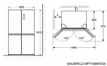 картинка Полувстраиваемый холодильник Maunfeld MFF190NFDBG бежевый 