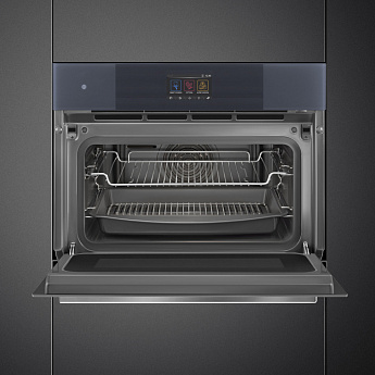 картинка Электрический духовой шкаф  с функцией СВЧ и пароварки Smeg SO4104APG 