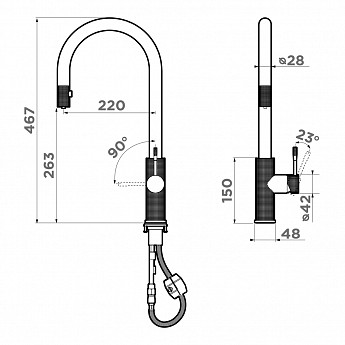 картинка Смеситель Omoikiri ASAKAWA-S вытяжной излив хром (c)  