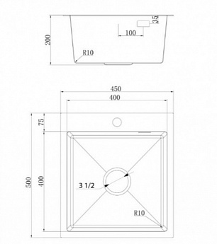 картинка Мойка для кухни Ukinox ПРАКТИКА PRB450.500 -GT10C 0CW & S с выпуском 