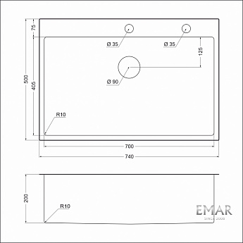 картинка Мойка для кухни с дозатором Emar EMB-125A PVD Nano Golden 