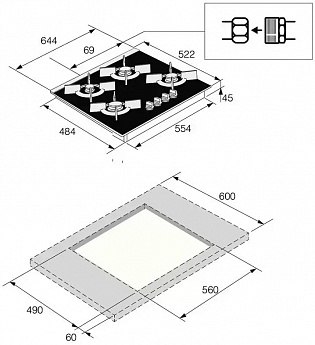 картинка Газовая варочная панель ASKO HG8640BGB1 