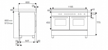 картинка Комбинированная кухонная плита Bertazzoni HER126G2ENET чёрная 