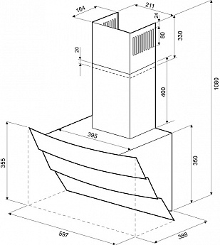 картинка Кухонная вытяжка Krona INGA 600 inox/black push button 