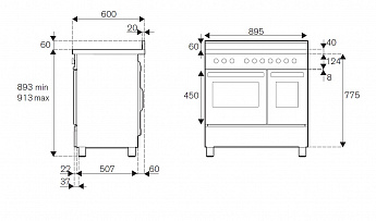 картинка Комбинированная кухонная плита Bertazzoni PRO96L2EXT нержавеющая сталь 