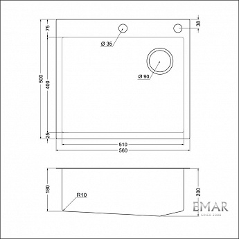 картинка Кухонная мойка Emar EMB-560(TOP) Black Elegant 