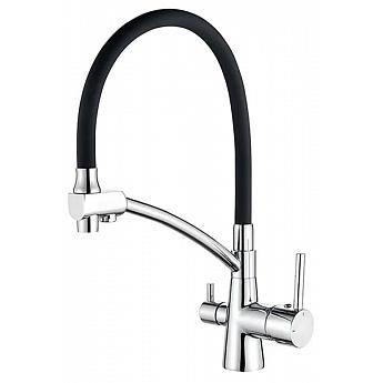 картинка Смеситель Ledeme L4855-2 хром/черный шланг 
