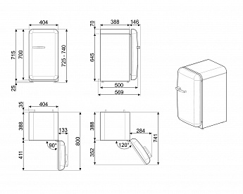 картинка Отдельностоящий мини-бар Smeg FAB5ROR5 