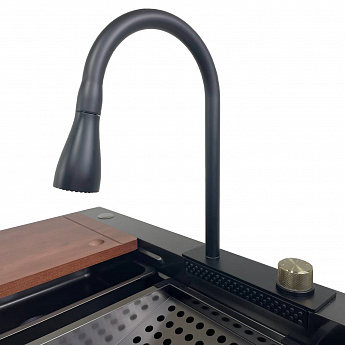 картинка Комплект Gerda Black 7546 (мойка, смеситель, корзина, доска) 