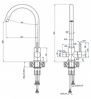 картинка Смеситель Granfest Urban GF-Z-5420 нержавеющая сталь 