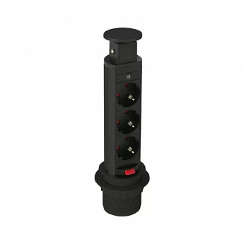 картинка Встраиваемая розетка GLS 3X16 EURO черный 