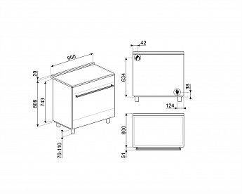 картинка Газовая кухонная плита Smeg C95GMCMB2 черный 
