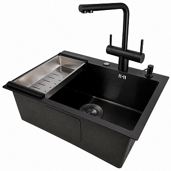 картинка Комплект мойка и смеситель Gerda 5045 G+SM.Black 
