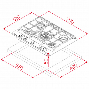 картинка Газовая варочная панель Teka GZC 75330 XBC WHITE MARBLE 