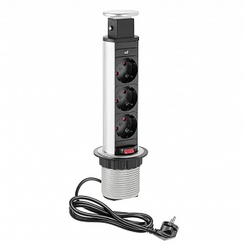 картинка Встраиваемая розетка GLS 3X16 EURO серебристый 