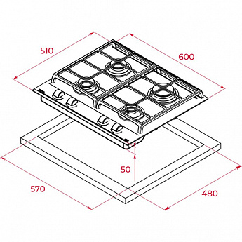 картинка Газовая варочная панель Teka GBC 64100 KBN WHITE 