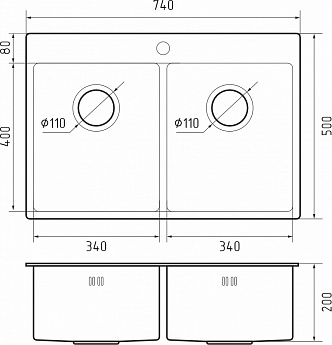 картинка Мойка для кухни Rivelato Rinox 7450 2В PVD black  картинка Мойка для кухни Rivelato Rinox 7450 2В PVD black