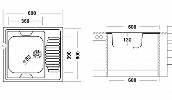 картинка Мойка для кухни Ukinox ECO600.600 L  картинка Мойка для кухни Ukinox ECO600.600 L
