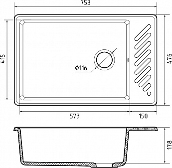 картинка Кухонная мойка Granfest-Quarz GF-ZL-51  картинка Кухонная мойка Granfest-Quarz GF-ZL-51