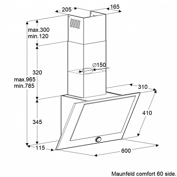 картинка Кухонная вытяжка Maunfeld COMFORT 60 SIDE ЧЕРНАЯ 