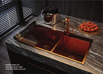 картинка Мойка для кухни Emar EMB-210 PVD Nano Coppery  картинка Мойка для кухни Emar EMB-210 PVD Nano Coppery