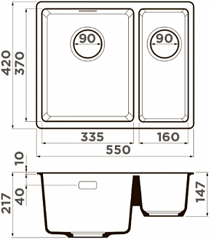 картинка Кухонная мойка Omoikiri KATA-55-2-U 