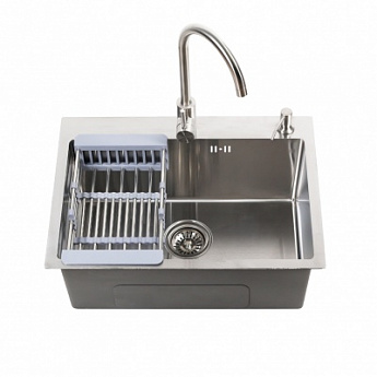 картинка Комплект D6045H+4 MELANA ProfLine (мойка, смеситель, дозатор, коландер, выпуск) 