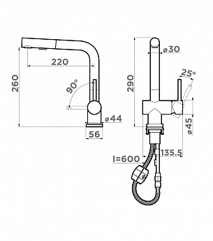 картинка Смеситель Omoikiri KORIYAMA-SB нержавеющая сталь 